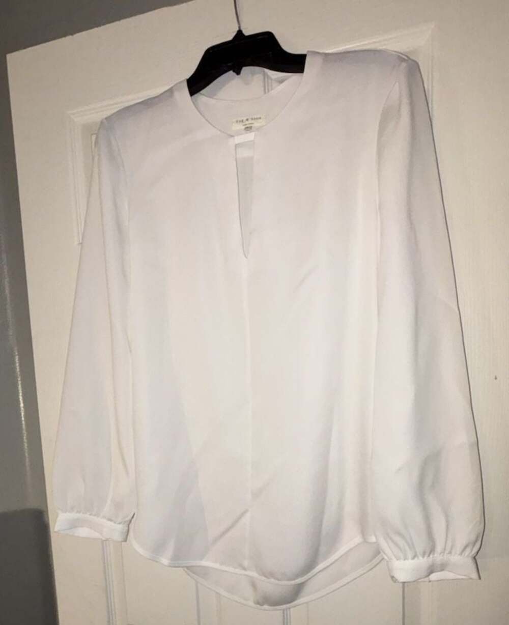 rag & bone New York White Long Sleeve Split Neck Blouse